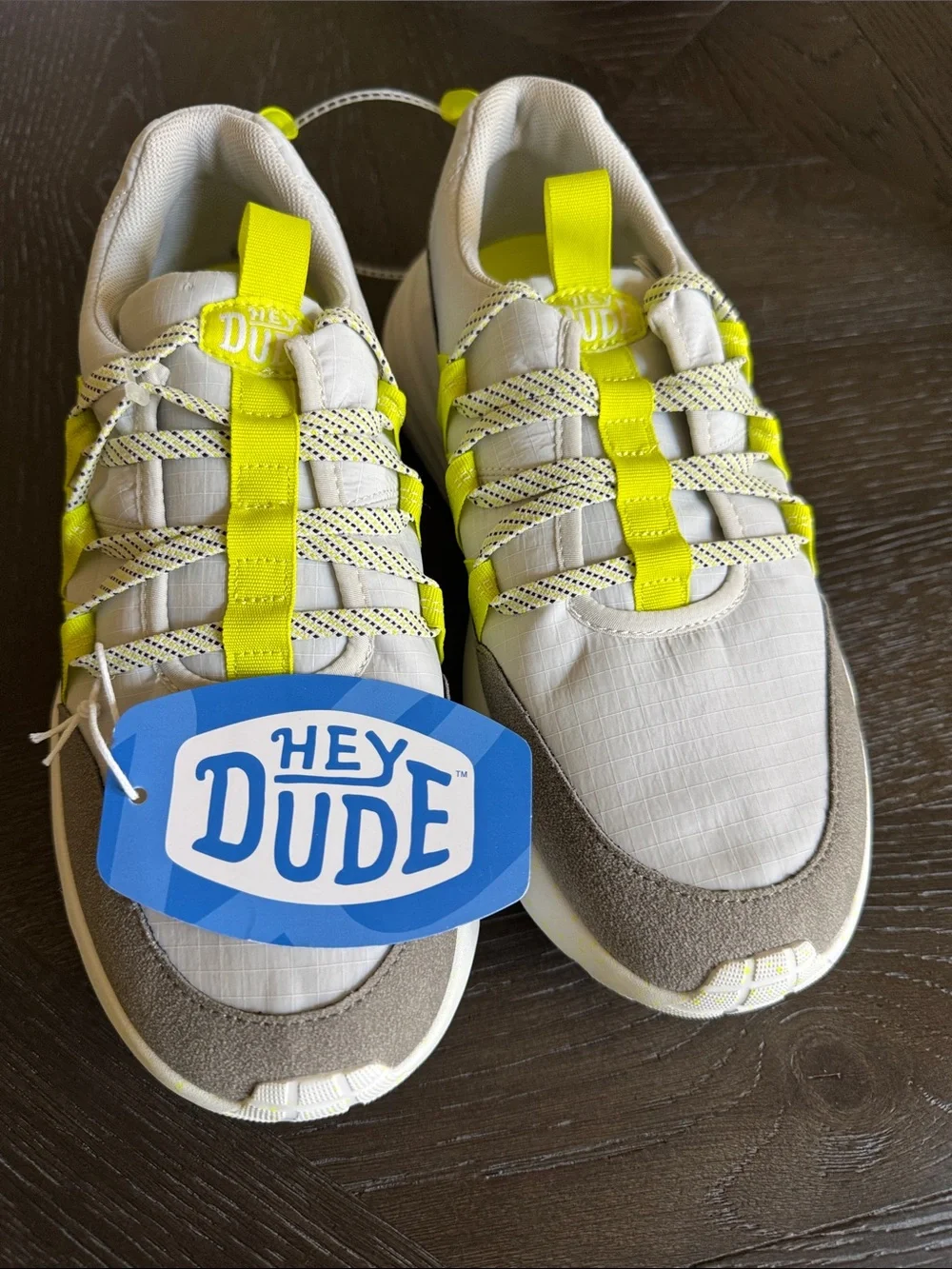 Hey Dude Sirocco Trek Y sport Cream and Neon Yellow Casual Lace-Up Sneakers